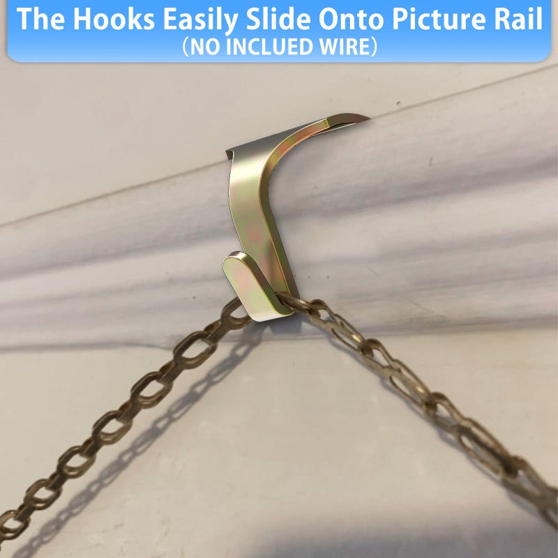 appacare 12 قطعة من خطافات القولبة لقضبان الصور، وخطافات شماعات قضبان الصور للفنون والصور (ذهبي) - Image 4